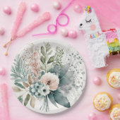 Light Terracotta and Sage Green Peonies Wedding Pappteller (Party)