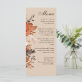 Light Terracotta Burnt Orange Wedding Menükarte (Stehend Vorderseite)