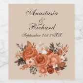 Light Terracotta Burnt Orange Wedding Weinetikett (Einzelnes Label)