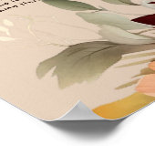 Light Terracotta Fall Floral Wedding Chart Poster (Ecke)