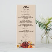 Light Terracotta Fall Floral Wedding Menu (Stehend Vorderseite)