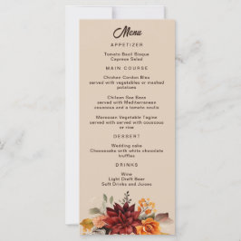 Light Terracotta Fall Floral Wedding Menu