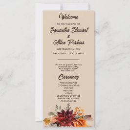 Light Terracotta Fall Floral Wedding Programm