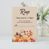 Light Terracotta Fall Floral Wedding RSVP Card Begleitkarte (Stehend Vorderseite)