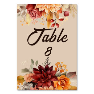 Light Terracotta Fall Floral Wedge Tischnummer