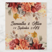 Light Terracotta Fall Floral Wedge Weinetikett (Einzelnes Label)