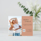 Light Terracotta FOTO Wedding RETT DATE QR CODE (Stehend Vorderseite)