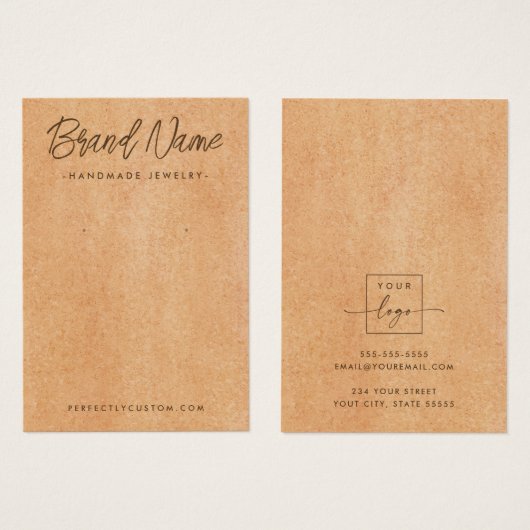 Light Terracotta Script Logo Ohrsichtkarte (Vorne & Hinten)