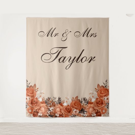 Light Terracotta und Burnt Orange Weddrop Wandteppich (Vorderseite)