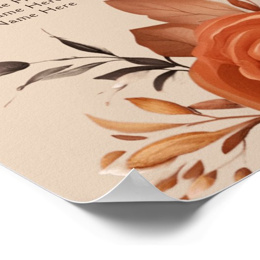 Light Terracotta Wedding Chart Poster (Ecke)