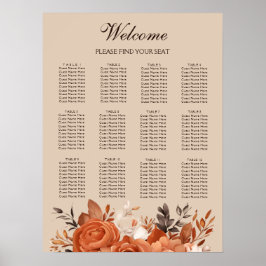 Light Terracotta Wedding Chart Poster