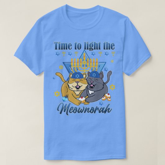 Light The Meownorah Jewish Cat Menorah Lover Ugly T-Shirt (Design vorne)