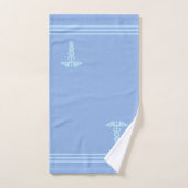Light Turquoise Caduceus & Stripes auf Sky Blue Badhandtuch Set (Handtuch)