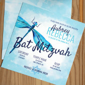 Light Turquoise Dragonfly Bat Mitzvah Einladung