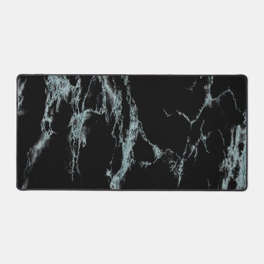 Light Turquoise Vein Black Marble Look Schreibtischunterlage (Vorderseite)