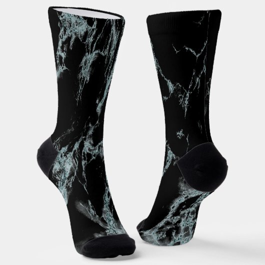 Light Turquoise Vein Black Marble Look Socken (Gewinkelt)
