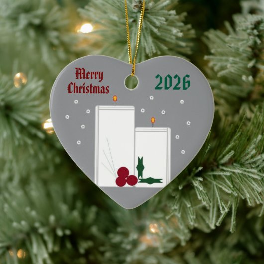 "Light Up the Season" Ceramic Heart Ornament (Baum)