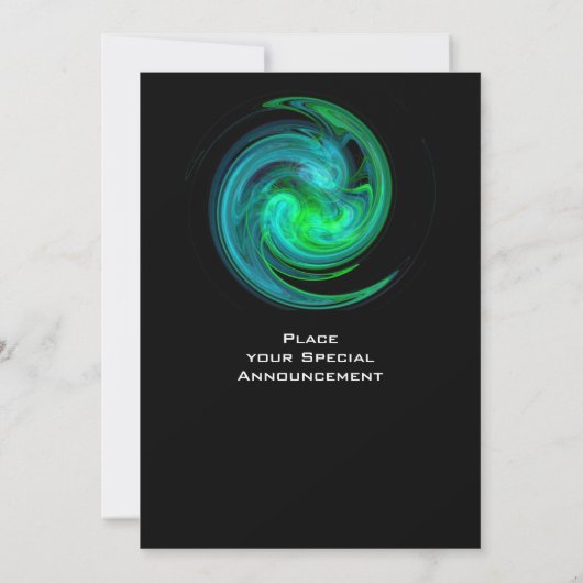 LIGHT VORTEX hellblau grün schwarz Einladung (Rückseite)