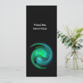 LIGHT VORTEX hellblau grün schwarz Einladung (Stehend Vorderseite)