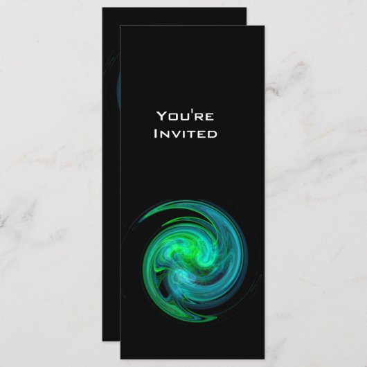 LIGHT VORTEX hellblau grün schwarz Einladung (Vorne/Hinten)