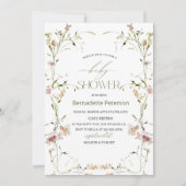 Light Watercolor Wildblumen Babydusche Einladung (Vorderseite)