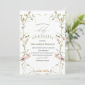 Light Watercolor Wildblumen Babydusche Einladung (Stehend Vorderseite)