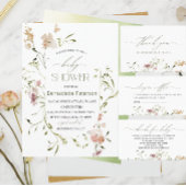 Light Watercolor Wildblumen Babydusche Einladung