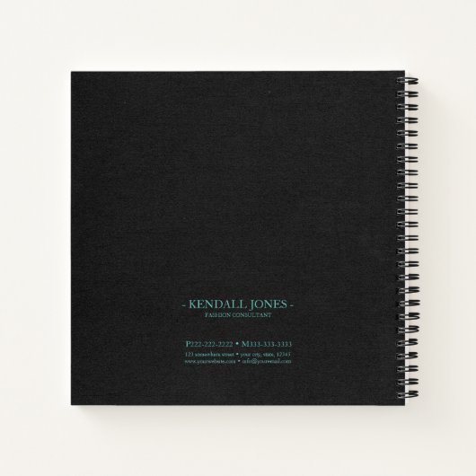 Light Wave and Stardust Monogram Aquamarin ID781 Notizblock (Rückseite)