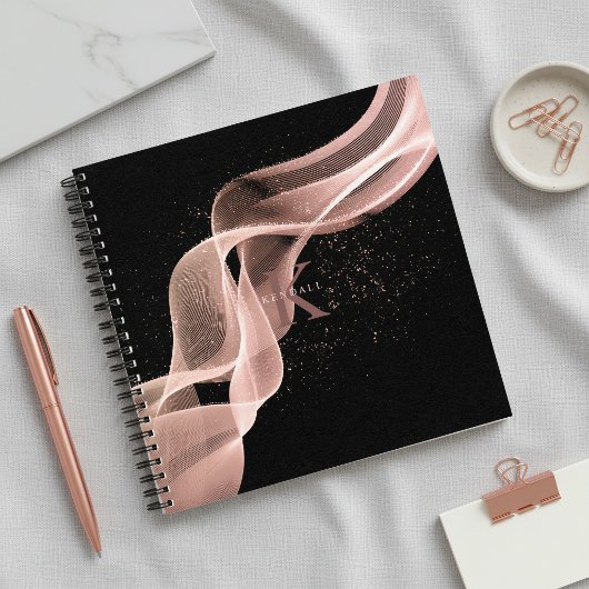 Light Wave and Stardust Monogram Rose Gold ID781 Notizblock