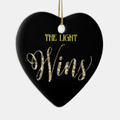 *~* Light Wins Gold Glitzer Heart Ornament (Rechts)