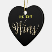 *~* Light Wins Gold Glitzer Heart Ornament (Links)