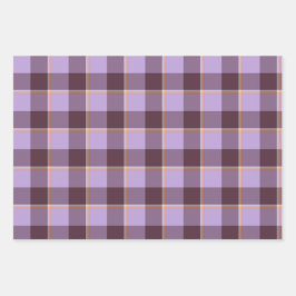 Light Wisteria and Livid Brown Plaid Purple Geschenkpapier Set