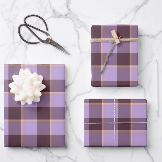 Light Wisteria and Livid Brown Plaid Purple Geschenkpapier Set (Vorderseite)
