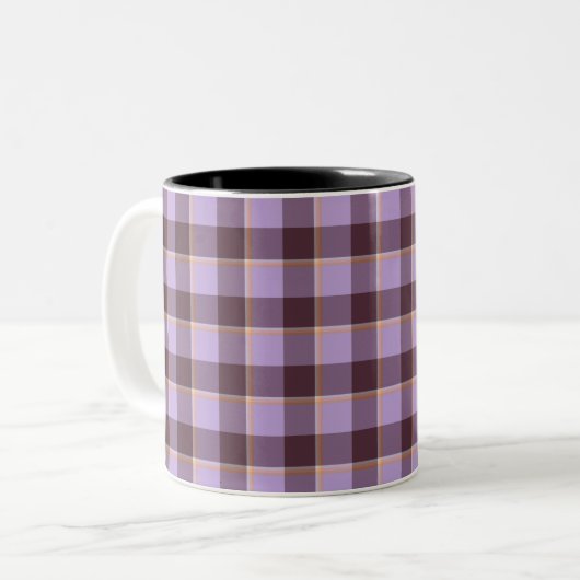 Light Wisteria and Livid Brown Plaid Purple Zweifarbige Tasse (Vorderseite Links)