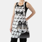 Light Wolf Gray Siberian Husky Cartoon Dog & Name Schürze (InSitu)