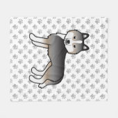 Light Wolf Gray Siberian Husky Cartoon Dog & Paws Fleecedecke (Vorderseite (Horizontal))
