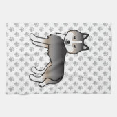 Light Wolf Gray Siberian Husky Niedlich Cartoon Do Geschirrtuch (Horizontal)