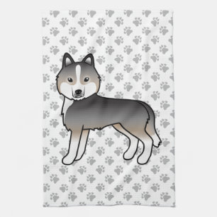 Light Wolf Gray Siberian Husky Niedlich Cartoon Do Geschirrtuch