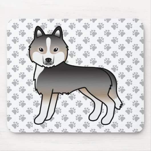 Light Wolf Gray Siberian Husky Niedlich Cartoon Do Mousepad (Vorne)
