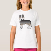 Light Wolf Gray Siberian Husky Niedlich Cartoon Do T-Shirt (Vorderseite)