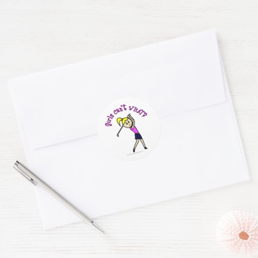 Light Woman Golfer Runder Aufkleber (Umschlag)