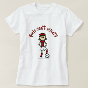 Light Women Soccer in Red Uniform T-Shirt