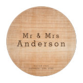 Light Wood Grain Custom Wedding Mr & Mrs Glass Schneidebrett (Vorderseite)