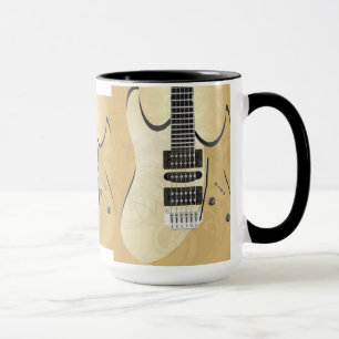 Light Wood Look Gitarre Illustration Monogram Tasse