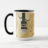 Light Wood Look Gitarre Illustration Monogram Tasse (Links)