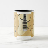 Light Wood Look Gitarre Illustration Monogram Tasse (Zentrum)