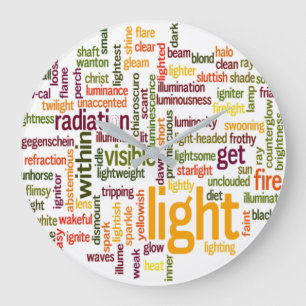 Light Word Cloud Art Print Große Wanduhr