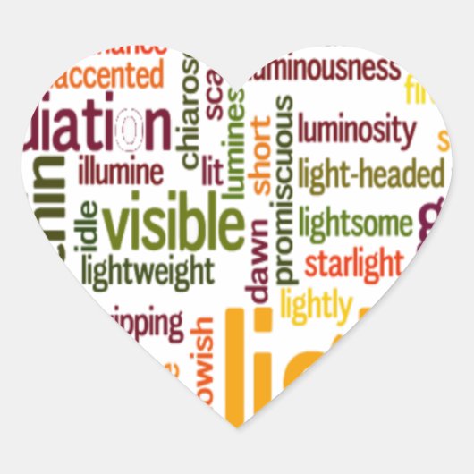 Light Word Cloud Art Print Herz-Aufkleber (Vorderseite)