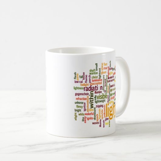 Light Word Cloud Art Print Kaffeetasse (VorderseiteRechts)