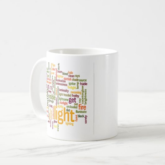 Light Word Cloud Art Print Kaffeetasse (Vorderseite Links)